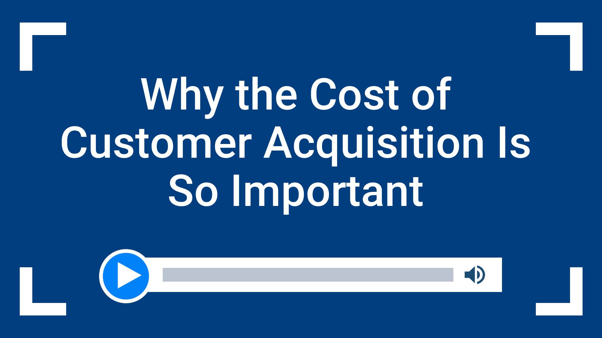 Why the Cost of Customer Acquisition Is So Important